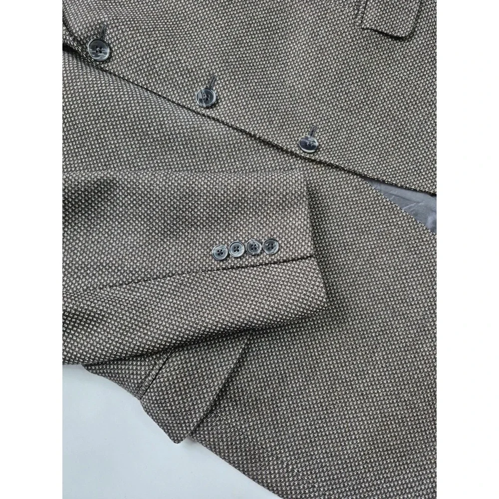 Joseph Abboud Mens Wool Sports Coat 43L Brown Gray USA 3 Button Blazer H701